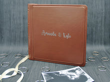 Carica l&#39;immagine nel visualizzatore di Gallery, Brown Leather Bound Wedding Scrapbook by Giovelli Design
