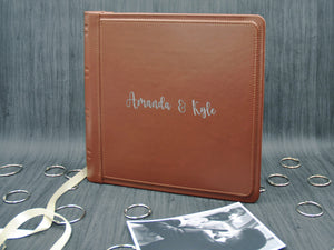 Brown Leather Bound Wedding Scrapbook by Giovelli Design