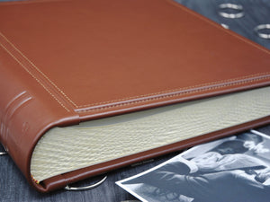 Leather Bound Keepsake Album Handmade in Italy Personalizable with Thermal Vinyl by Giovelli Design