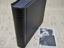 Carica l&#39;immagine nel visualizzatore di Gallery, Classy Black Leather Bound Keepsake Album Handmade in Italy by Giovelli Design
