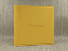 Carica l&#39;immagine nel visualizzatore di Gallery, Custom Yellow Leather Photo Album with laser inscription by Giovelli Design
