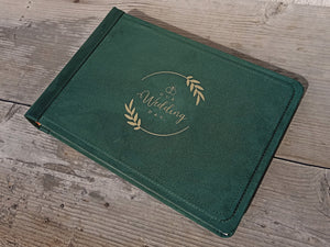 Green Suede Fabric Photo Album Gold Foiled by Giovelli Design