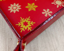 Load image into Gallery viewer, Top-Grain Leather Catchall with Gold Foiled Snowflakes by Giovelli Design
