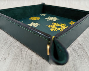 Square Top-Grain Leather Catchall with Gold Foil Illustration by Giovelli Design