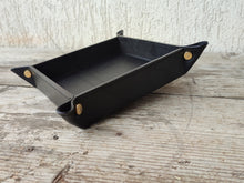 Carica l&#39;immagine nel visualizzatore di Gallery, black leather valet tray with gold studs by Giovelli Design
