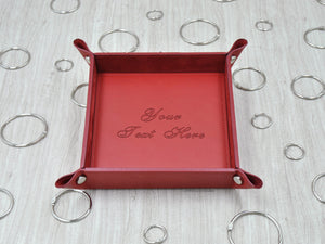 red leather storage tray by Giovelli Design