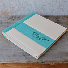 Load image into Gallery viewer, personalized aqua green wedding photo book with initials by Giovelli Design
