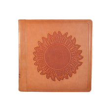 Load image into Gallery viewer, Lovely Suede Leather Family Photo Album with Sunflower - Square Russet Brown Wedding Scrapbook
