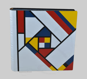 fascinating white red blue yellow black keepsake album by Giovelli Design