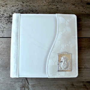 stylish white non leather baptism photo book by Giovelli Design