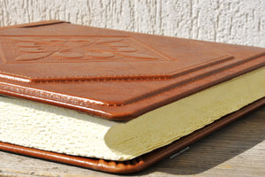 elegant caramel brown leather photo album by Giovelli Design