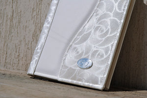 white non leather photo album for 25th or 50th anniversary by Giovelli Design