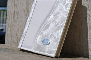 white album with cool rose pattern for 25th or 50th anniversary by Giovelli Design