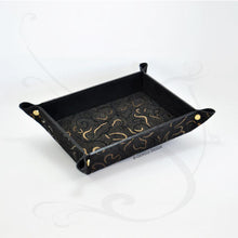 Load image into Gallery viewer, Classy Suede Leather Valet Tray Gray Rectangular Black and Gold Catchall by Giovelli Design
