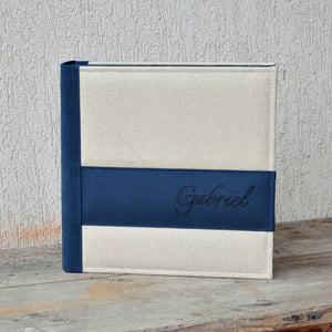 Customised Large Scrapbook Album 13,7" x 13,7" Square Beige and Blue Photo Book 35 x 35 cm by Giovelli Design