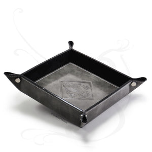 Enchanting Leather Pocket Emptier Marbled Grey Valet Tray by Giovelli Design