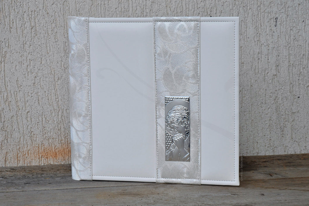 First Communion Photo Album Square White Faux Leather Scrapbook Album by Giovelli Design