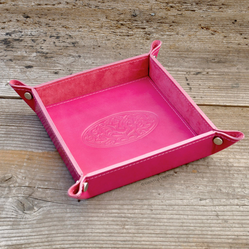 Gleaming Leather Valet Tray Hot Pink Pocket Emptier by Giovelli Design