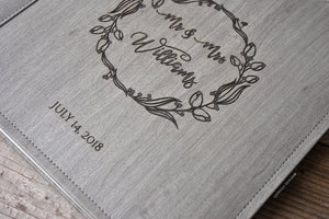 wonderful grey faux leather wedding guestbook album by Giovelli Design