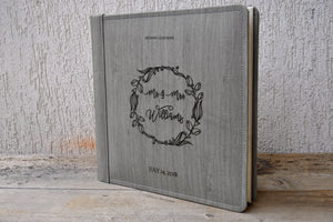 rustic grey wedding guestbook album by Giovelli Design