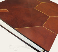 Carica l&#39;immagine nel visualizzatore di Gallery, detail of a brown photo album with gold lines by Giovelli Design
