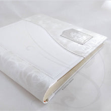 Load image into Gallery viewer, classy white handmade in italy photo album for christening or baptism
