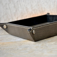 Load image into Gallery viewer, elegant finishes and metal studs on a leather valet tray by giovelli design
