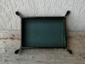 stylish green italian handmade leather catchall