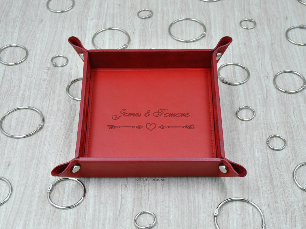 Personalisable Square Red Genuine Leather Pocket Emptier Lovely Valentine's Day Gift by Giovelli Design