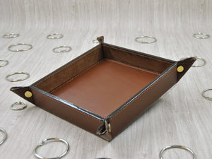 square middle brown leather catchall by Giovelli Design