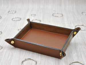 rectangular middle brown leather catchall by Giovelli Design