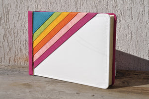 fancy faux leather rainbow guestbook by Giovelli Design