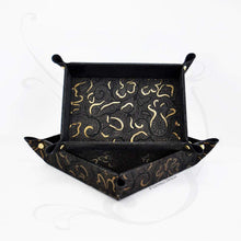 Load image into Gallery viewer, fancy black and gold suede leather catchall italian handmade by Giovelli Design
