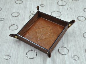 luxury tuscan leather catchall tray handcrafted in Italy by Giovelli Design