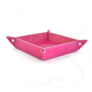 stylish hot pink leather catchall tray handmade in italy by Giovelli Design