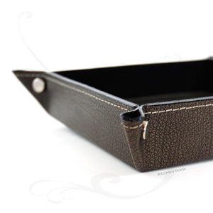 charming finishes and seas on a classy leather valet tray by Giovelli Design