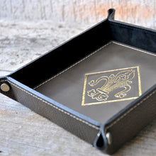 Load image into Gallery viewer, stunning gray leather catchall handmade in italy by Giovelli Design
